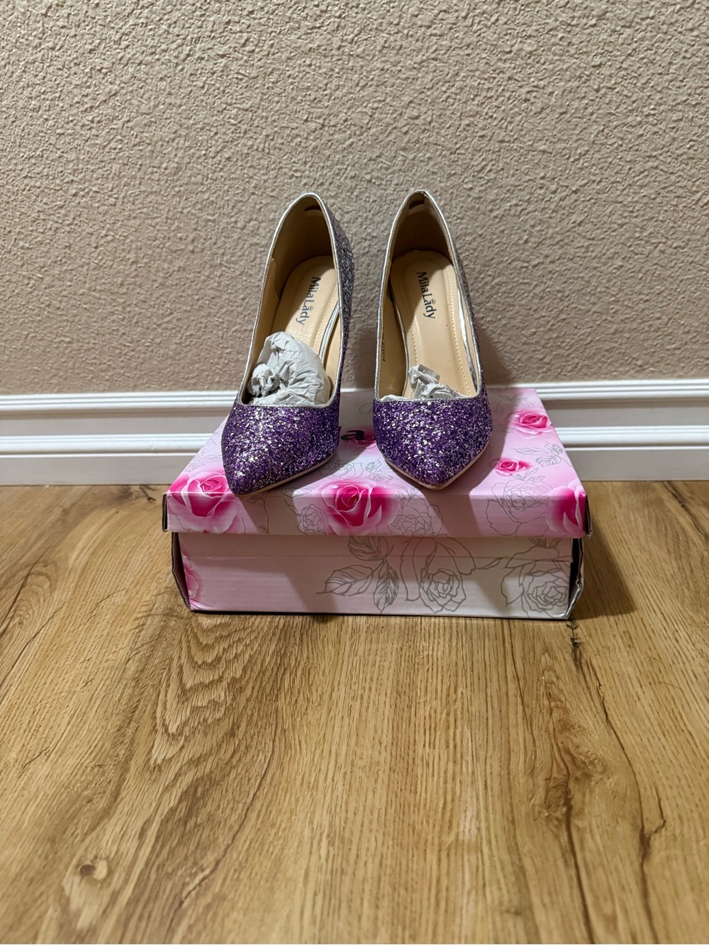 Glitter Ombre Stiletto Pumps in Purple and Silver - Picture 3 of 9